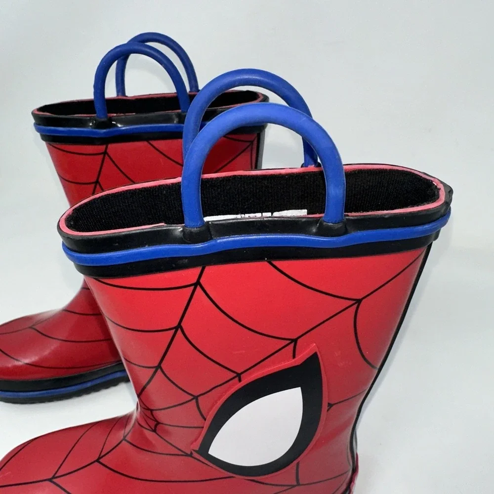Marvel Spiderman Web Eyes‎ red Blue Rimmed Rain boots Kids Size 9/10